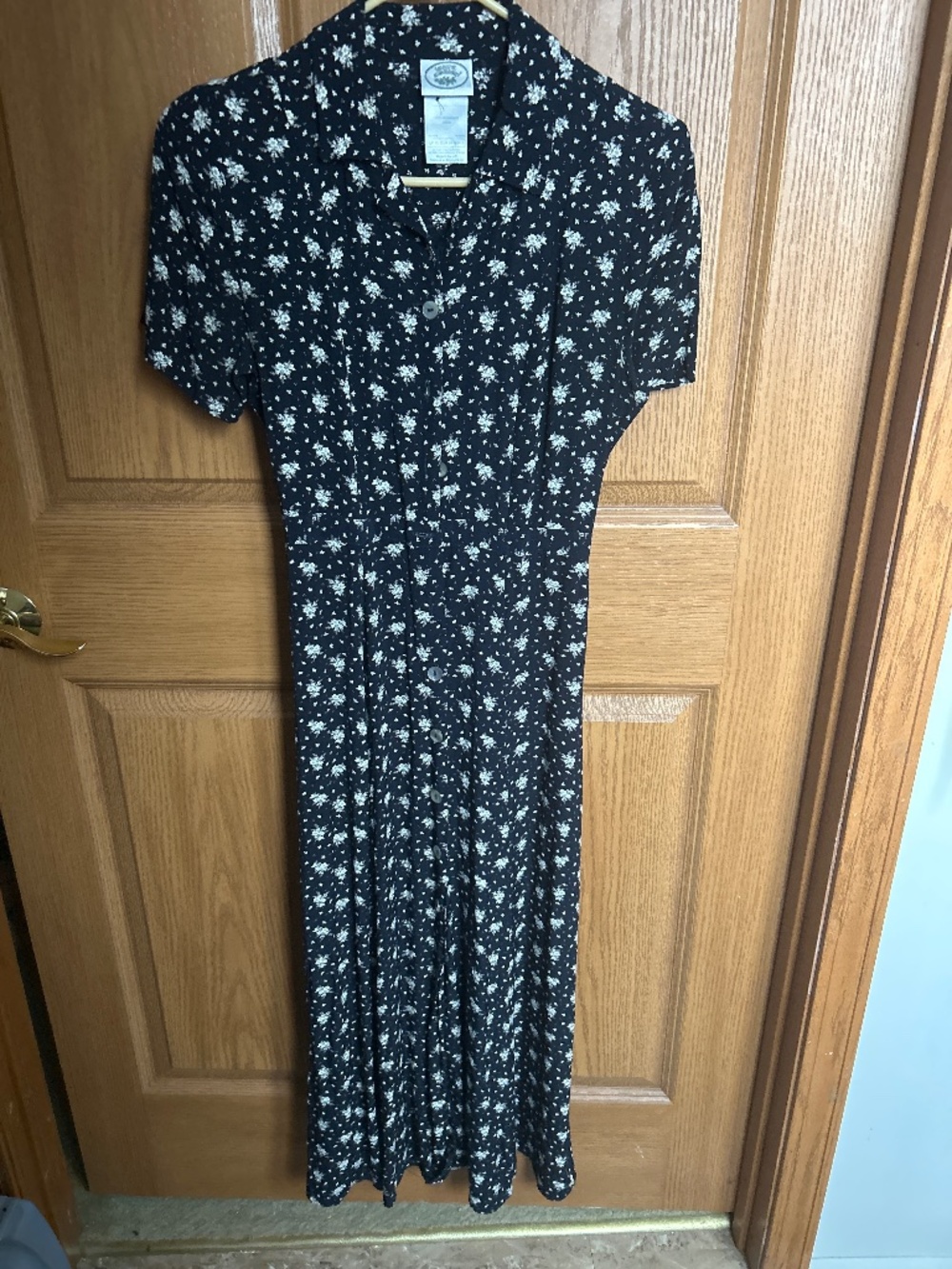 Laura Ashley Navy Floral Viscose Midi Dress 6 Vintage Cottagecore Aesthetic
